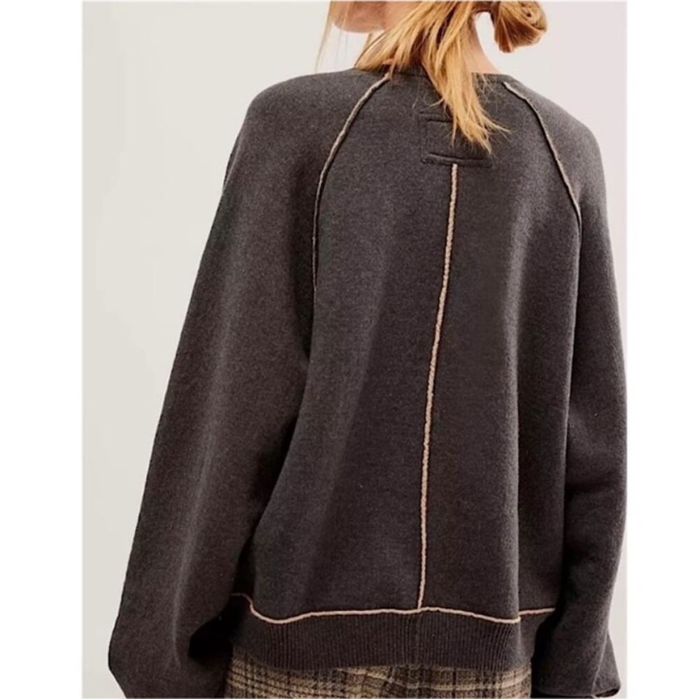 Free People We The Free Midnight Pullover Gray Combo Large New - Picture 7 of 13